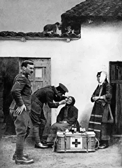 Assisting Prints: A British doctor attending to a Macedonian villager