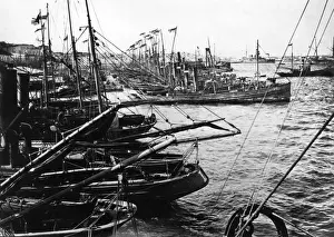 British drifters in harbour, Taranto, Italy, WW1