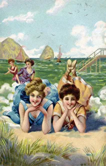 Images Dated 28th January 2021: British Edwardian bathing beauties