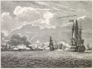 Images Dated 1st December 2020: British forces bombard the French garrison at Flushing, on the island of Walcheren