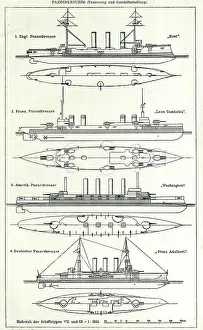 Gambetta Prints: British, French, American and German battleships