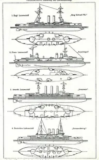 British, French, American and German battleships