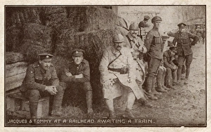 Await Gallery: British and French soldiers awaiting transport to the front