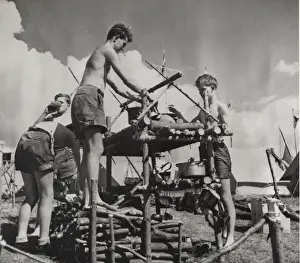 Scandinavia Prints: British and German boy scouts at camp, Denmark