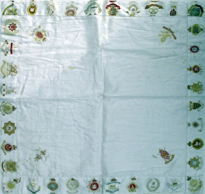 Images Dated 21st November 2011: British Great War silk handkerchief with Regimental badges