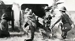 Images Dated 7th October 2011: British gunners firing captured gun in the desert, WW1