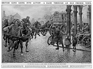 Gallop Collection: British Guns dash through French town