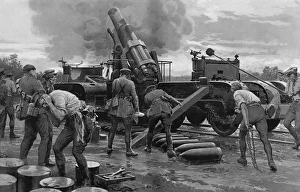 Fortunino Matania Collection: With the British heavy guns on the Western Front, Matania