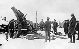 British heavy howitzer in snow, Western Front, WW1