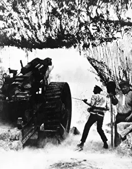 British heavy Howitzer on the Somme, France, WW1