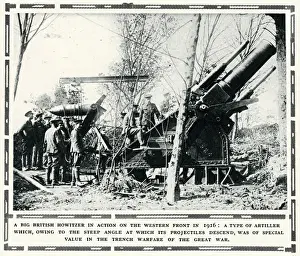 Howitzers Prints: British Howitzer in action on Western Front
