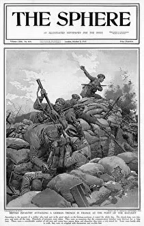 Bayonets Collection: British infantry attack a German trench in France
