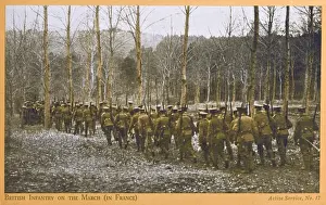 British Infantry Marching to the front - France, WWI