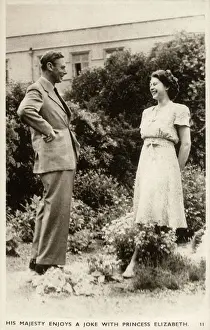 Royals Prints: British King George VI with Princess Elizabeth - laughter