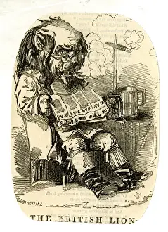 Armchair Prints: The British Lion reading The Times newspaper