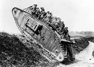 Mark Collection: British Mark IV tank with Canadian soldiers, WW1