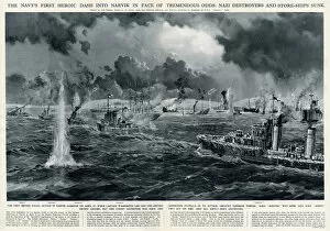 British naval action in Narvik harbour by G. H. Davis