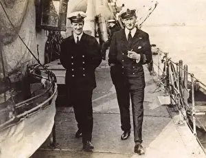 Relaxed Prints: Two British naval officers on deck, WW1