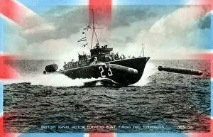 Images Dated 30th October 2019: British Naval Torpedo Boat firing two torpedoes