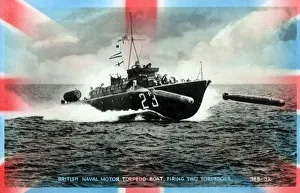 Images Dated 30th October 2019: British Naval Torpedo Boat firing two torpedoes