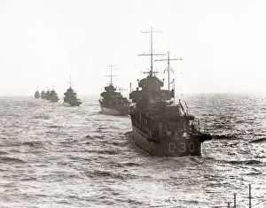 British navy destroyers on exercise, North Sea, 1933
