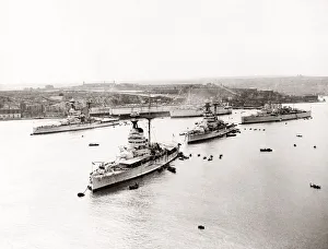 Newspaper Prints: British Navy, fleet in Grand Harbour Malta, 1930 s