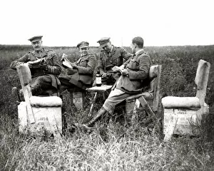 British officers relaxing, Western Front, WW1