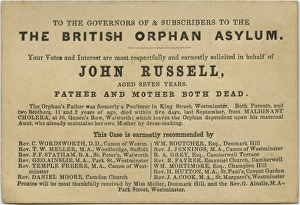 Admission Gallery: British Orphan Asylum Admission Petition