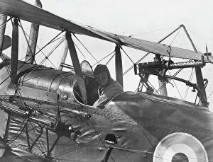 Bi Plane Collection: British RE8 biplane and pilot, WW1
