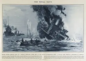 Chivalry Prints: British rescuing men from German destroyer, Heligoland, WW1