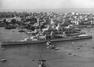 British Royal Navy Cruiser at Port Said, Egypt