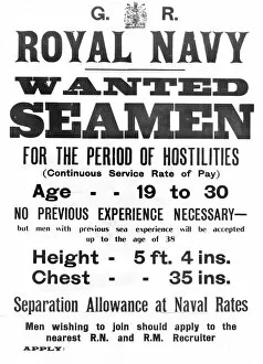 WWI Posters Gallery: British Royal Navy recruitment poster, WW1