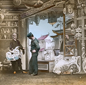 Images Dated 20th April 2017: British Sailor on shore leave purchasing a souvenir - China