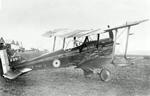 WWI Aircraft Collection: British SE5 biplane on airfield, WW1