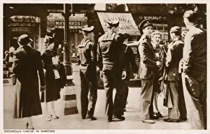 Chats Prints: British Servicemen at Piccadilly Circus, London - WWII
