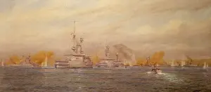 British ships in action, Dardanelles, Turkey, WW1