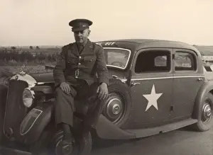 Saxony Prints: British soldier and car, Braunschweig, Germany