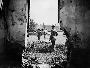 Tending Prints: British soldier and French civilian, Western Front, WW1