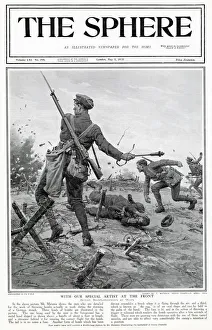 Ammunition Gallery: British soldier about to throw a hand grenade, during the storming of a German trench