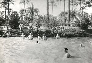 British soldiers bathing, Basra, Mesopotamia (Iraq), WW1
