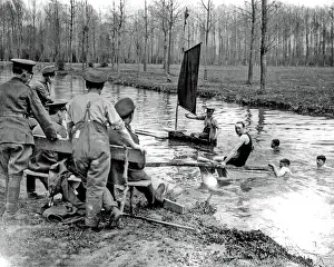 British soldiers boating during rest break, WW1