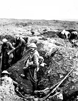 Craters Prints: British soldiers building a trench by joining shell craters