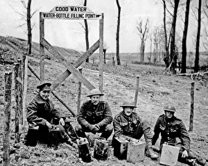 Cans Prints: British soldiers with cans of water, Western Front, WW1