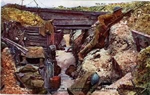 British soldiers in captured German trench, WW1