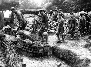 Mortars Prints: British soldiers carrying trench-mortar ammunition