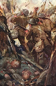 Bayonets Collection: British soldiers take an enemy trench, WWI by Cyrus Cuneo