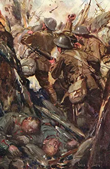 Warfare Prints: British soldiers take an enemy trench, WWI by Cyrus Cuneo