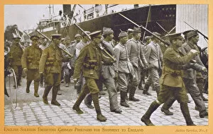 Captives Collection: British Soldiers escort German Prisoners - WWI