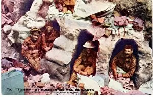 Images Dated 4th September 2017: British soldiers in German dugouts, WW1