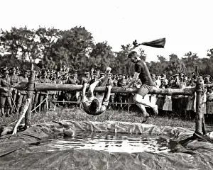 British soldiers giving sports display, Western Front, WW1